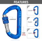 Gabbro Carabiner Clips Heavy Duty 12kN, Wiregate Aluminum Lightweight Caribeener - Image 3