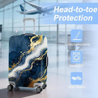 ANNA QUEEN Blue Abstract Marble Travel Luggage Cover -Stretchable Airplane - Image 3