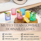 Khen Plastic Hobnail Drinking Glasses Set of 6 Bright Tones Cups 14oz, - Image 2