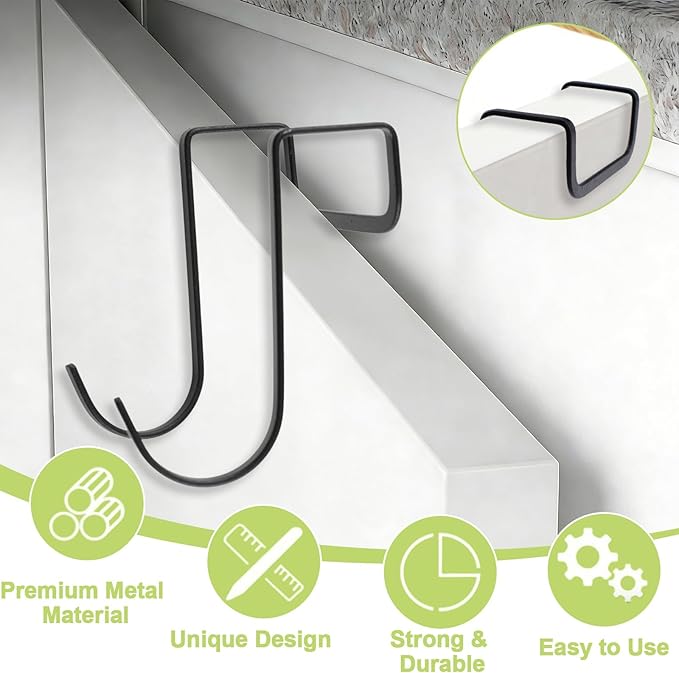 12Pcs Over Cabinet Double Hooks, Stainless Steel Over Cupboard Door Towel - Image 3