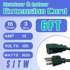 Indoor Outdoor Extension Cord 6 FT, 16/3 SJTW Weatherproof Green Electrical - Image 2