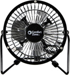 Comfort Zone 4-inch All-Metal Mini Desk Fan – High Velocity Portable USB Fan - Image 2