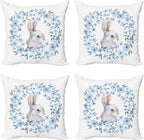 Ambesonne Watercolor Flower Decorative Throw Pillow Case Pack of 4, Bunny by Ambesonne