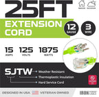 Iron Forge Cable Weatherproof 25 Ft Outdoor Extension Cord Neon Green - Image 2