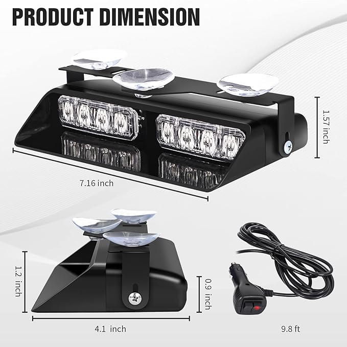 XRIDONSEN 2 in 1 Emergency Dash Lights Red White Volunteer Firefighter Lights - Image 6