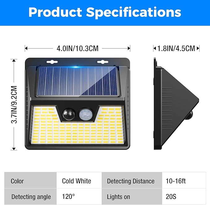 Peasur Solar Lights Outdoor Waterproof, 3 Lighting Modes Solar Motion Sensor - Image 7