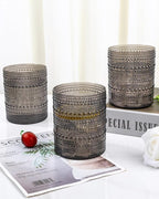 YOUBET 24PCS Plastic Drinking Glasses - 14OZ Black Hobnail Drinkware Glasses - - Image 3