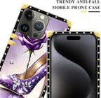 Compatible with iPhone 16 Pro Case, High Heeled Purple Diamond Rose Luxury - Image 4