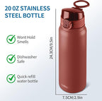GOPPUS 20 Oz Insulated Stainless Steel Water Bottle BPA-Free Sports Water Bottle - Image 6