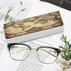 World Map Eyeglass Case Spectacle Case Slim PU Leather Eyeglass Case - Image 6