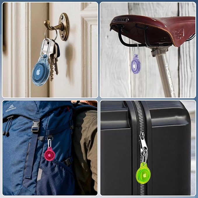 AirTag Holder with 304 Carabiner, 4 Pack IPX8 Waterproof Shockproof PC Hard Case - Image 7