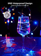 Brightown 4th of July Decor Patriotic Fairy Lights, 7 FT. Silver Wire Red White - Image 3