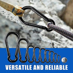 Small Carabiner Clip Hook, 1.97 inch 10 pcs Black Heavy Duty Spring Snap Hook - Image 7