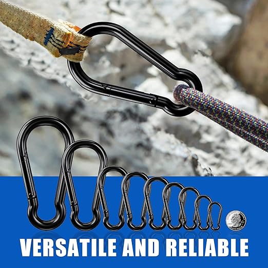 Small Carabiner Clip Hook, 2.75 inch 15 pcs Black Heavy Duty Spring Snap Hook - Image 7