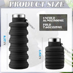 Lallisa 4 Pcs Collapsible Water Bottles 17 oz Reusable Silicone Foldable Travel - Image 2