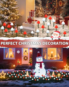 OZS 2PK 32LED 55FT Red and White Christmas Decorations Mushroom Solar Lights - Image 2