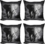 Ambesonne Elephant Throw Pillow Cushion Case Pack of 4, Majestic Elephant Bull by Ambesonne