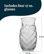 Libbey Tiki Pineapple Glasses Set of 4, Textured 17 Ounce Tiki Glasses - Image 3