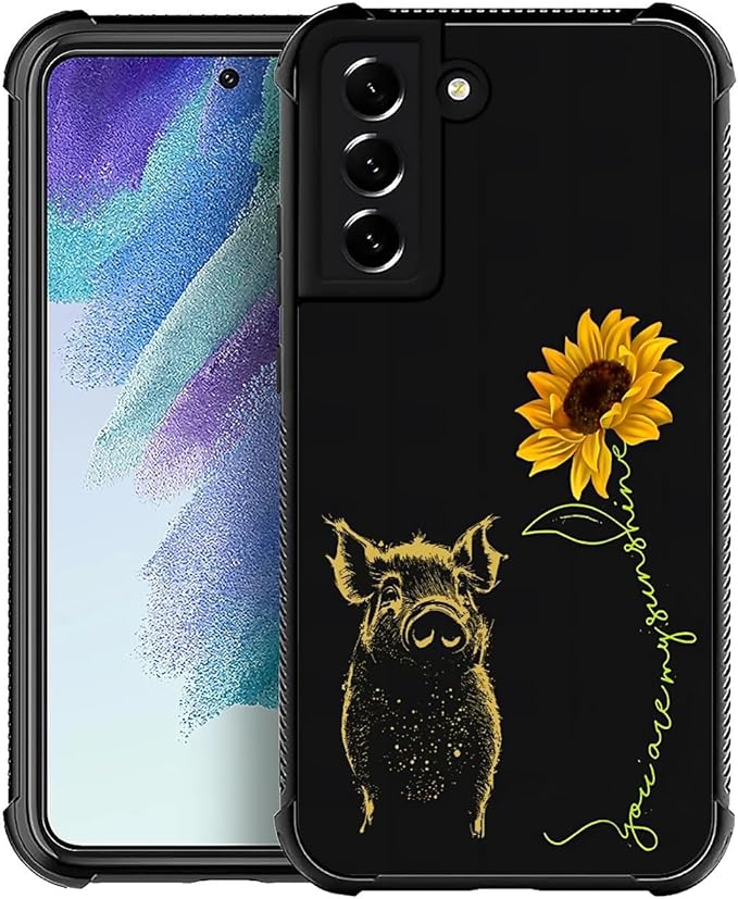 for Samsung Galaxy S21 FE Case, Pig Sunflower Yellow Sunshine Pattern Graphic by FKBRCL4U