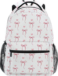 Wamika Pink Bow Girl Backpack Cute Heart Bowknot Ribbon School Backpack Kid by Wamika