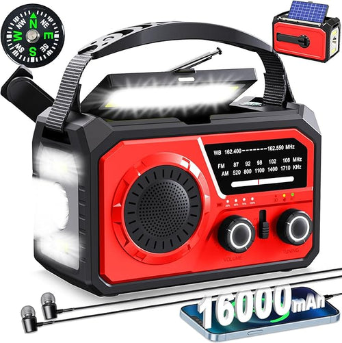16000mAh Hand Crank Emergency Weather Radio by ZZMICHP