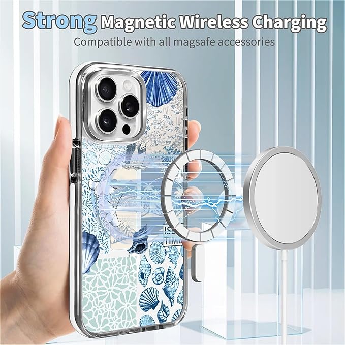 Case for iPhone 13 Pro, Sea Life Ocean Waves Seashell Collage Phone Case - Image 4