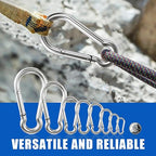 Carabiner Clip Hooks, 304 Stainless Steel Spring Snap Hook Fits Camping Hiking - Image 6