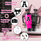 6pcs Black Stanley Cup Accessories Set, Bow Straw Topper - Image 2