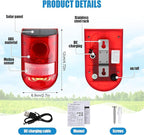Qualirey Solar Sound and Light Alarm Motion Sensor 129db Outdoor Security Siren - Image 2