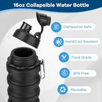Collapsible Water Bottles 17oz, Reusable BPA Free Silicone Foldable Water Bottle - Image 4
