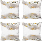Ambesonne Flower Throw Pillow Cushion Case Pack of 4, Pure Romantic Orchids by Ambesonne