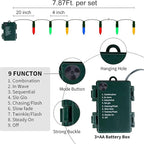 Christmas Lights Battery Operated 4 Pack 8 Feet 20 LED String Lights on Green - Image 4
