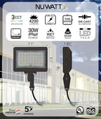 NUWATT 30W LED Flood Light, 3CCT 3000K/4000K/5000K Selectable, IP65 Waterproof - Image 2