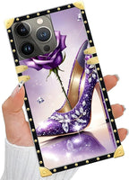 Compatible with iPhone 13 Pro Case, High Heeled Purple Diamond Rose Luxury - Image 5