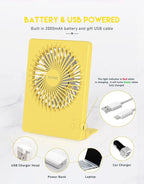 Zuvas Desk Fan Battery Operated Fan Rechargeable 180°Tilt Folding Personal Fan - Image 4