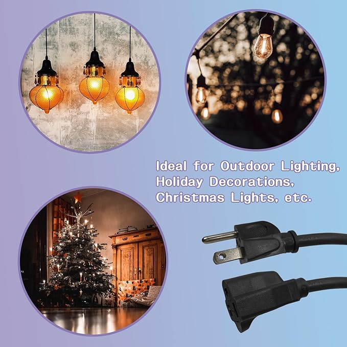 Indoor Outdoor Extension Cord 100 FT, 16/3 SJTW Weatherproof Black Electrical - Image 7