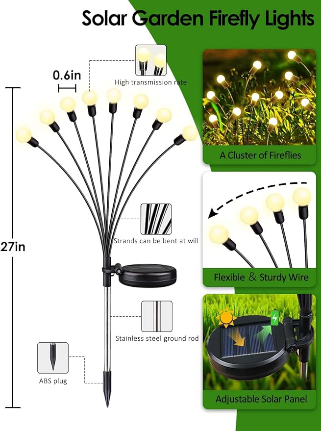 2026 Upgraded Solar Lights Outdoor, 6 Pack Solar Garden Lights - Image 2
