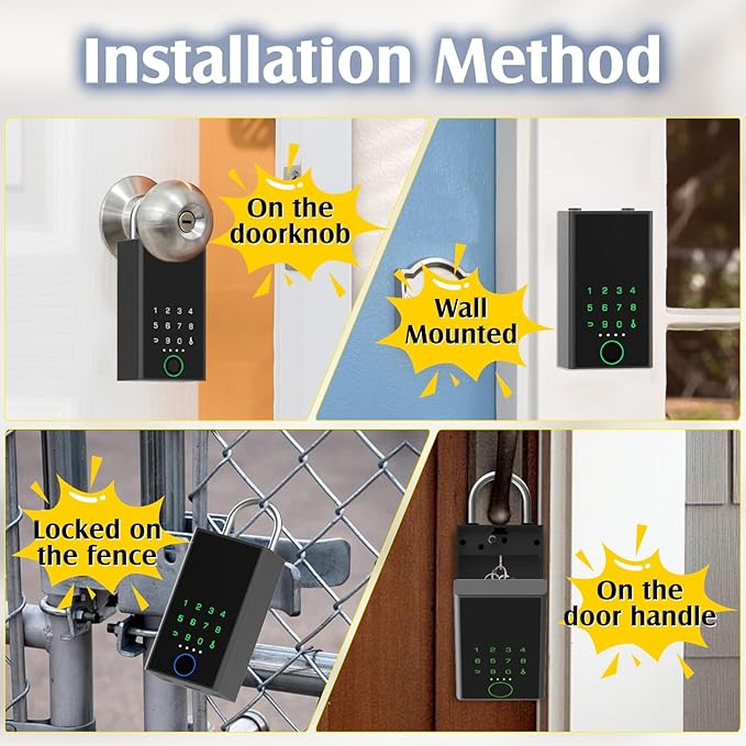 Smart Key Lock Box with Code, Dhiedas Large Fingerprint Lock Box with APP - Image 6