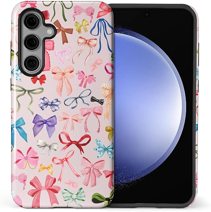 for Samsung Galaxy S24 FE Case, HL2 Aesthetic Color Bow Tie Hybrid 2 Layer Hard by Unknown