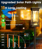 6 Pack Solar Pathway Lights Outdoor, Taller Bright Solar Path Lights Waterproof - Image 2