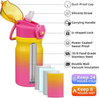 BJPKPK Water Bottle with Straw 14oz Insulated Water Bottles Reusable Stainless - Image 2