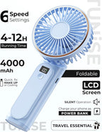 TUNISE Portable Handheld Fan, Portable Fan Rechargeable, 180° Adjustable - Image 2