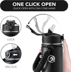 GOSWAG Insulated Sports Water Bottle, 24oz 2 Lids, Stainless Steel Water Bottles - Image 5