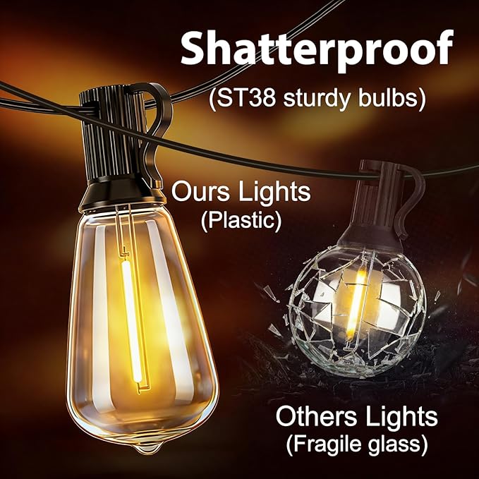 LumBelle Smart Outdoor String Lights, 50FT ST38 LED Patio Lights - Image 6