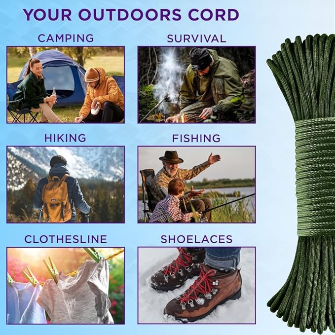TECEUM 5/32" Paracord Rope 1000 – 1000ft / 200ft / 100ft / 50ft – Tactical - Image 4