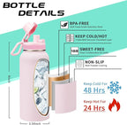 32 OZ Water Bottles with Straw, Storage Carrier Bag, Paracord Handle & Chug Lid - Image 3