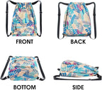 Drawstring Backpack with Mesh Pockets String Gym Bag Sackpack Sandproof Water - Image 2