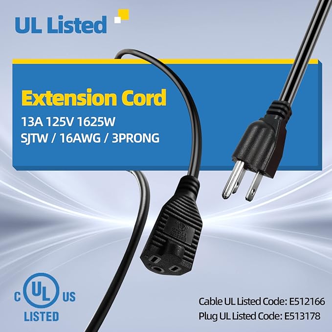 UL Listed Outdoor Extension Cord 3 Prong 25 FT SJTW 16/3 Gauge 13A 125V 1625W - Image 2