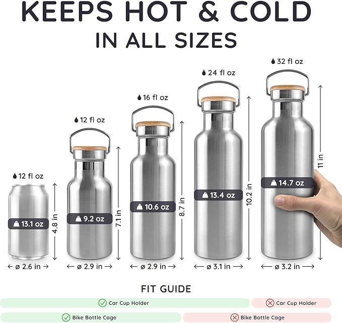 Bambaw Metal Insulated Water Bottle 16 oz, Stainless Steel Water Bottle - Image 5