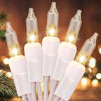 Meteds Christmas Lights 2 PCS 50 Count Clear Mini Lights White Wire UL by Meteds